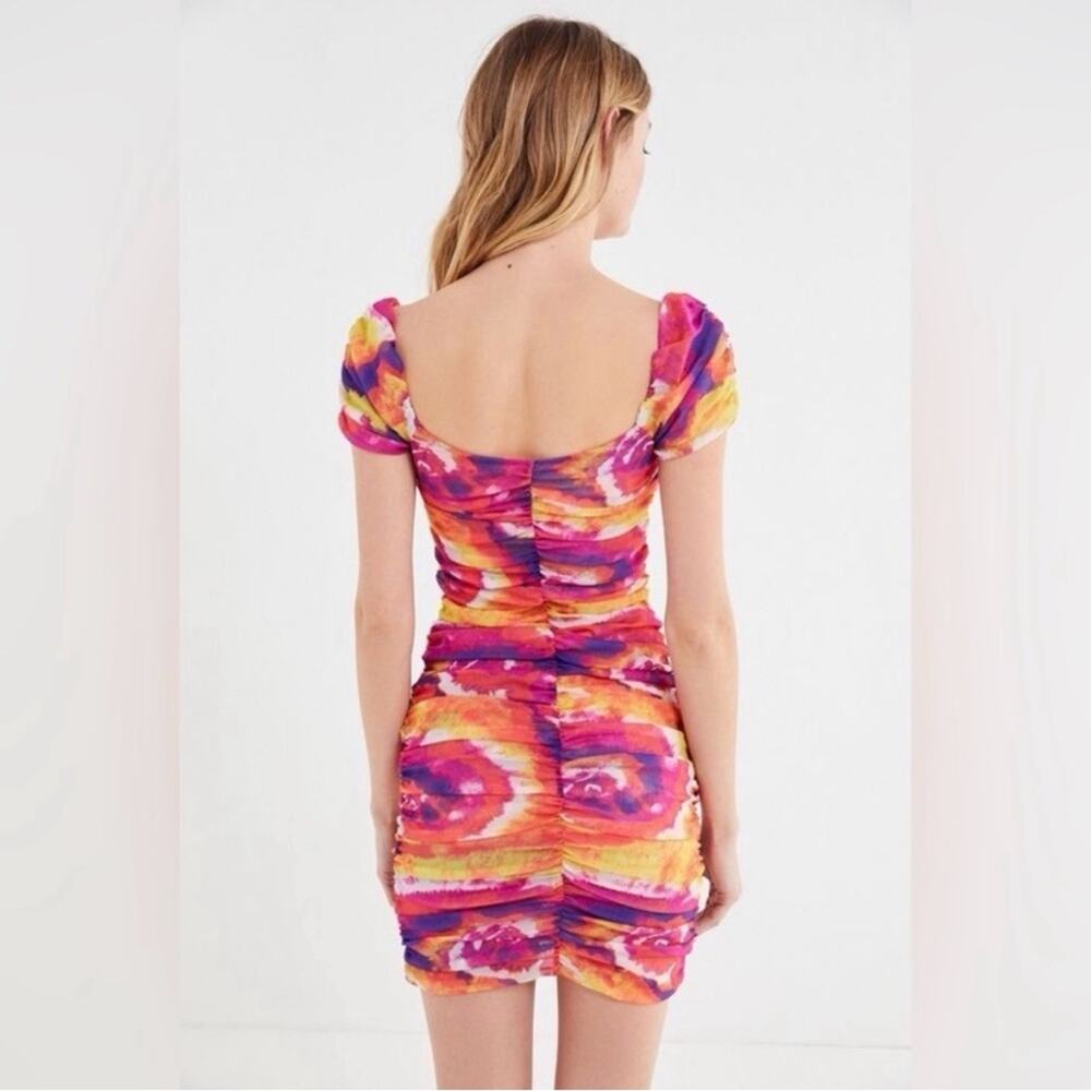 NEW Urban Outfitters Kailua Ruched Watercolor Mini Dress Size Large - Picture 3 of 10